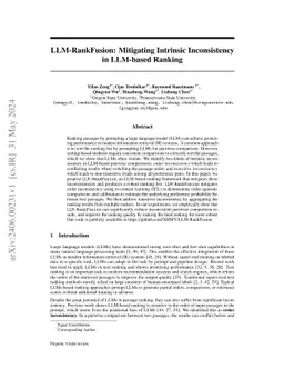 LLM-RankFusion: Mitigating Intrinsic Inconsistency in LLM-based Ranking