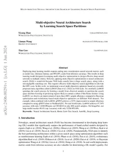 Multi-Objective Neural Architecture Search by Learning Search Space
  Partitions