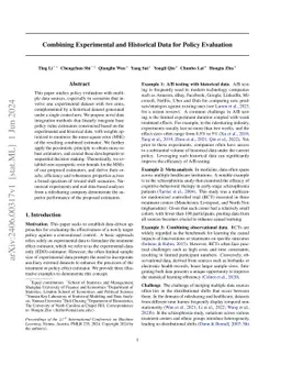Combining Experimental and Historical Data for Policy Evaluation