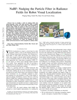 NuRF: Nudging the Particle Filter in Radiance Fields for Robot Visual Localization
