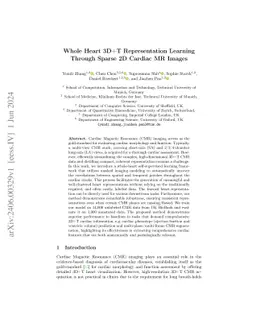 Whole Heart 3D+T Representation Learning Through Sparse 2D Cardiac MR
  Images