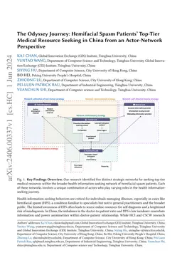 The Odyssey Journey: Hemifacial Spasm Patients' Top-Tier Medical
  Resource Seeking in China from an Actor-Network Perspective