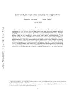 Turnstile $\ell_p$ leverage score sampling with applications