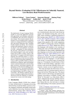 Beyond Metrics: Evaluating LLMs' Effectiveness in Culturally Nuanced,
  Low-Resource Real-World Scenarios