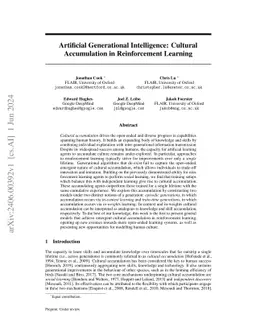 Artificial Generational Intelligence: Cultural Accumulation in
  Reinforcement Learning