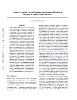 Autaptic Synaptic Circuit Enhances Spatio-temporal Predictive Learning
  of Spiking Neural Networks