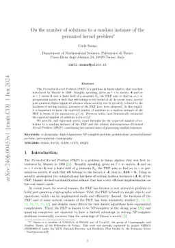 On the number of solutions to a random instance of the permuted kernel
  problem