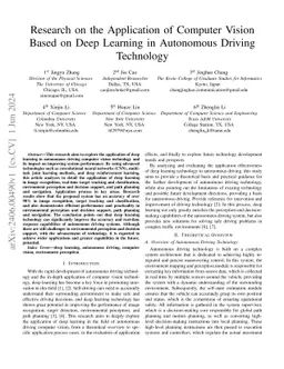 Research on the Application of Computer Vision Based on Deep Learning in
  Autonomous Driving Technology