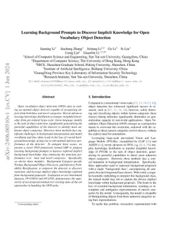 Learning Background Prompts to Discover Implicit Knowledge for Open
  Vocabulary Object Detection