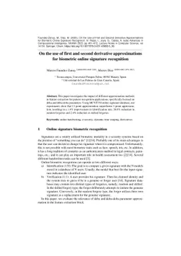 On the use of first and second derivative approximations for biometric
  online signature recognition