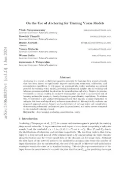 On the Use of Anchoring for Training Vision Models