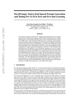 Wav2Prompt: End-to-End Speech Prompt Generation and Tuning For LLM in
  Zero and Few-shot Learning