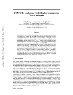 CONFINE: Conformal Prediction for Interpretable Neural Networks