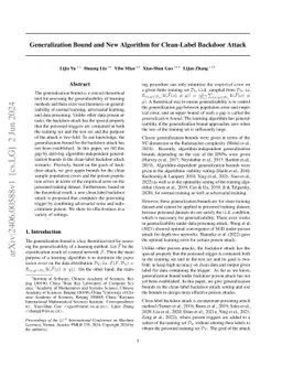 Generalization Bound and New Algorithm for Clean-Label Backdoor Attack