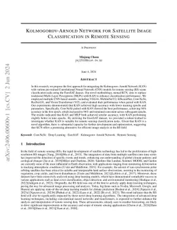Kolmogorov-Arnold Network for Satellite Image Classification in Remote
  Sensing