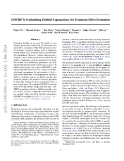 DISCRET: Synthesizing Faithful Explanations For Treatment Effect
  Estimation