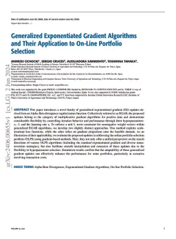 Generalized Exponentiated Gradient Algorithms and Their Application to
  On-Line Portfolio Selection