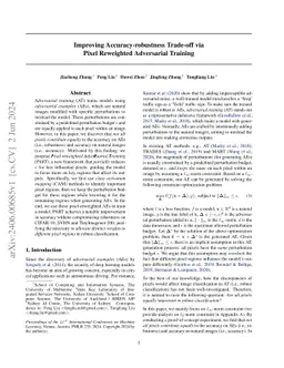 Improving Accuracy-robustness Trade-off via Pixel Reweighted Adversarial
  Training