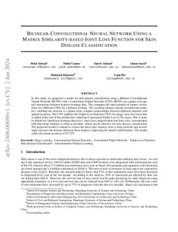 Bilinear-Convolutional Neural Network Using a Matrix Similarity-based
  Joint Loss Function for Skin Disease Classification