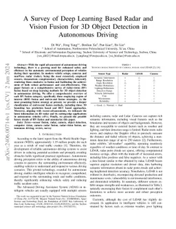 A Survey of Deep Learning Based Radar and Vision Fusion for 3D Object
  Detection in Autonomous Driving