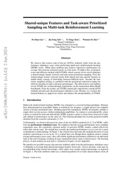 Shared-unique Features and Task-aware Prioritized Sampling on Multi-task
  Reinforcement Learning