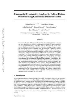 Unsupervised contrastive analysis for anomaly detection in brain MRIs via conditional diffusion models