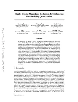 MagR: Weight Magnitude Reduction for Enhancing Post-Training
  Quantization