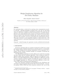 Weight Equalization Algorithm for Tree Parity Machines