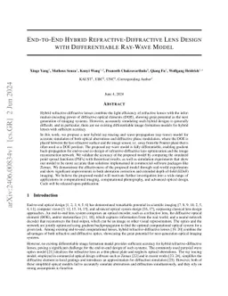 End-to-End Hybrid Refractive-Diffractive Lens Design with Differentiable
  Ray-Wave Model