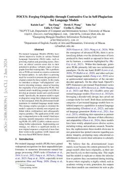 FOCUS: Forging Originality through Contrastive Use in Self-Plagiarism
  for Language Models