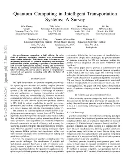 Quantum Computing in Intelligent Transportation Systems: A Survey