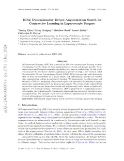DDA: Dimensionality Driven Augmentation Search for Contrastive Learning
  in Laparoscopic Surgery