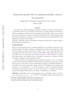 Wasserstein gradient flow for optimal probability measure decomposition
