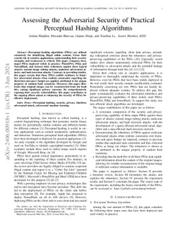 Assessing the Adversarial Security of Perceptual Hashing Algorithms