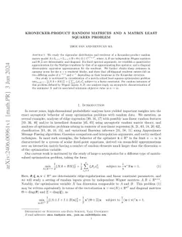 Kronecker-product random matrices and a matrix least squares problem
