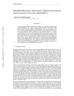 MiniGPT-Reverse-Designing: Predicting Image Adjustments Utilizing MiniGPT-4