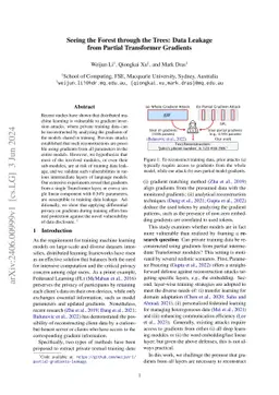 Seeing the Forest through the Trees: Data Leakage from Partial
  Transformer Gradients