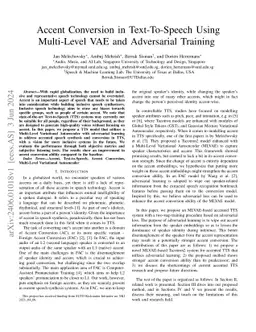 Accent Conversion in Text-To-Speech Using Multi-Level VAE and
  Adversarial Training