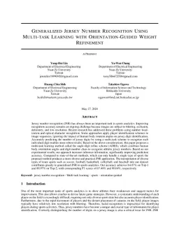 Generalized Jersey Number Recognition Using Multi-task Learning With
  Orientation-guided Weight Refinement