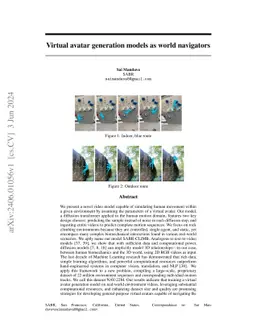 Virtual avatar generation models as world navigators