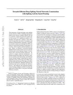 Towards Efficient Deep Spiking Neural Networks Construction with Spiking
  Activity based Pruning