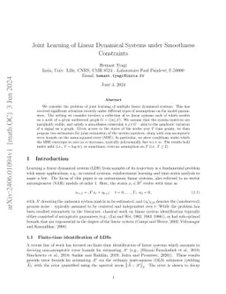 Joint Learning of Linear Dynamical Systems under Smoothness Constraints