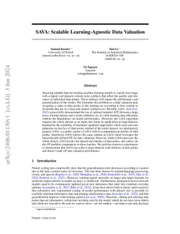 SAVA: Scalable Learning-Agnostic Data Valuation