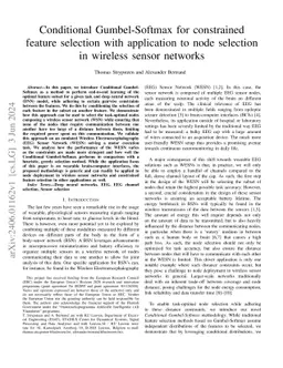 Conditional Gumbel-Softmax for constrained feature selection with
  application to node selection in wireless sensor networks