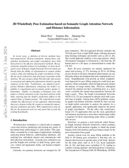 3D WholeBody Pose Estimation based on Semantic Graph Attention Network
  and Distance Information