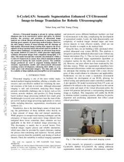 S-CycleGAN: Semantic Segmentation Enhanced CT-Ultrasound Image-to-Image
  Translation for Robotic Ultrasonography