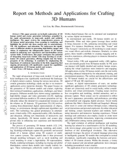Report on Methods and Applications for Crafting 3D Humans