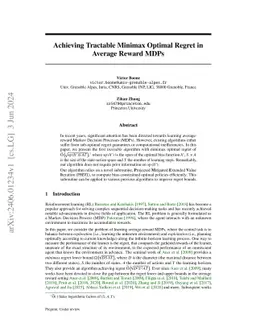 Achieving Tractable Minimax Optimal Regret in Average Reward MDPs