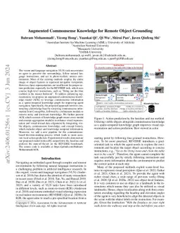 Augmented Commonsense Knowledge for Remote Object Grounding