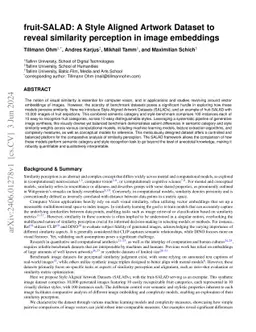 fruit-SALAD: A Style Aligned Artwork Dataset to reveal similarity
  perception in image embeddings
